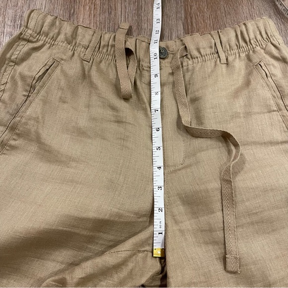 Tasso Elba Island Safari Tan 100% Linen Pants Women’s Small Drawstring Coastal - Picture 6 of 8